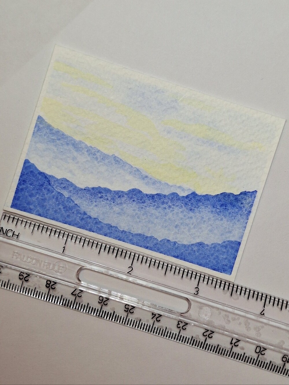 "Mystic Mountains" Hand-painted gouache painting (Tiny original artwork) - Picture 7 of 10